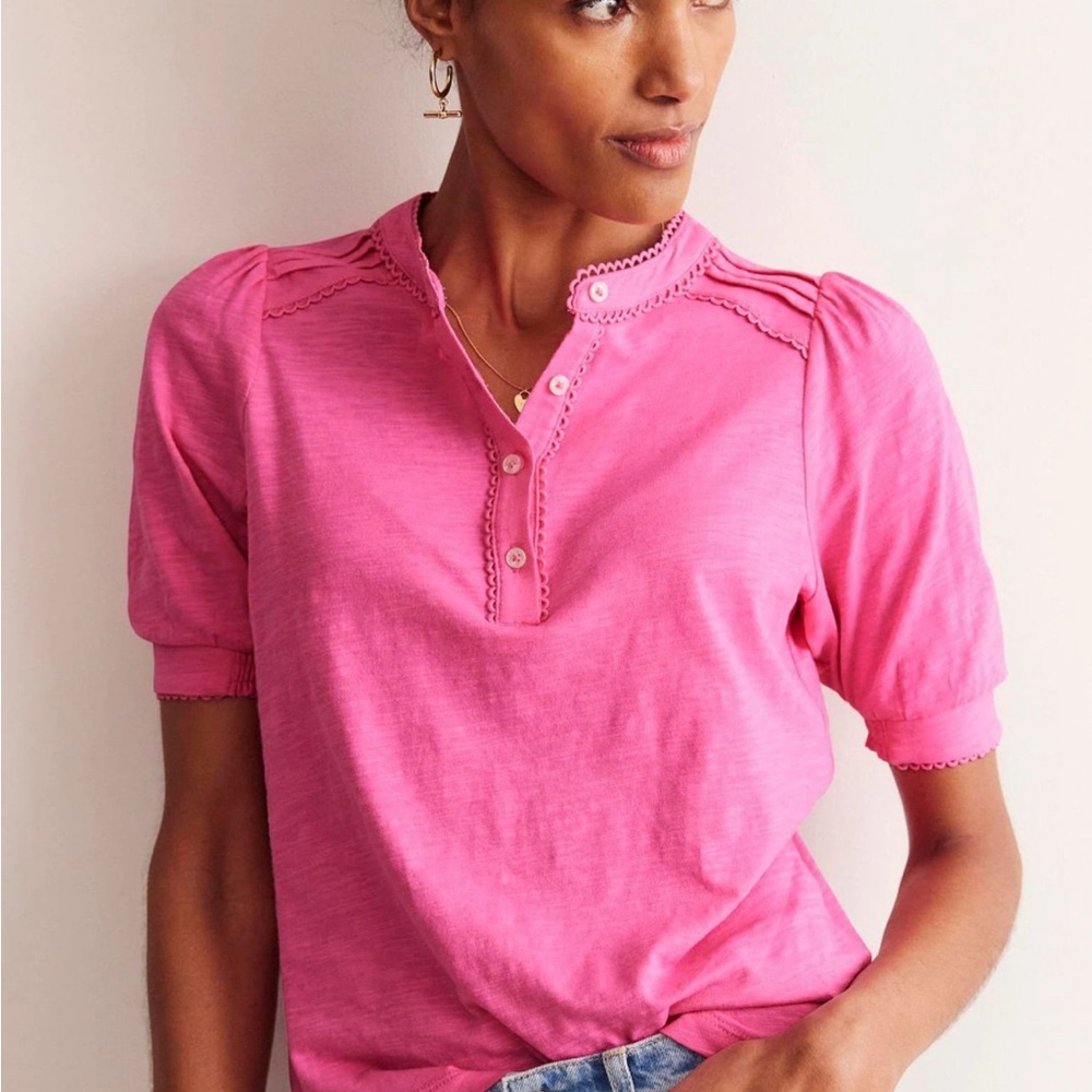 Boden Pintuck Puff Sleeve Henley